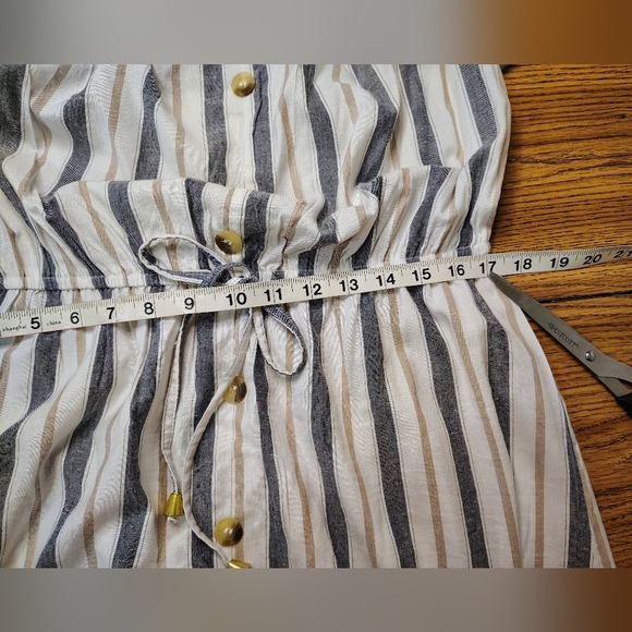 off-shoulder midi dress asymmetrical ruffle vertical lines, large, cotton blend. - Picture 14 of 16